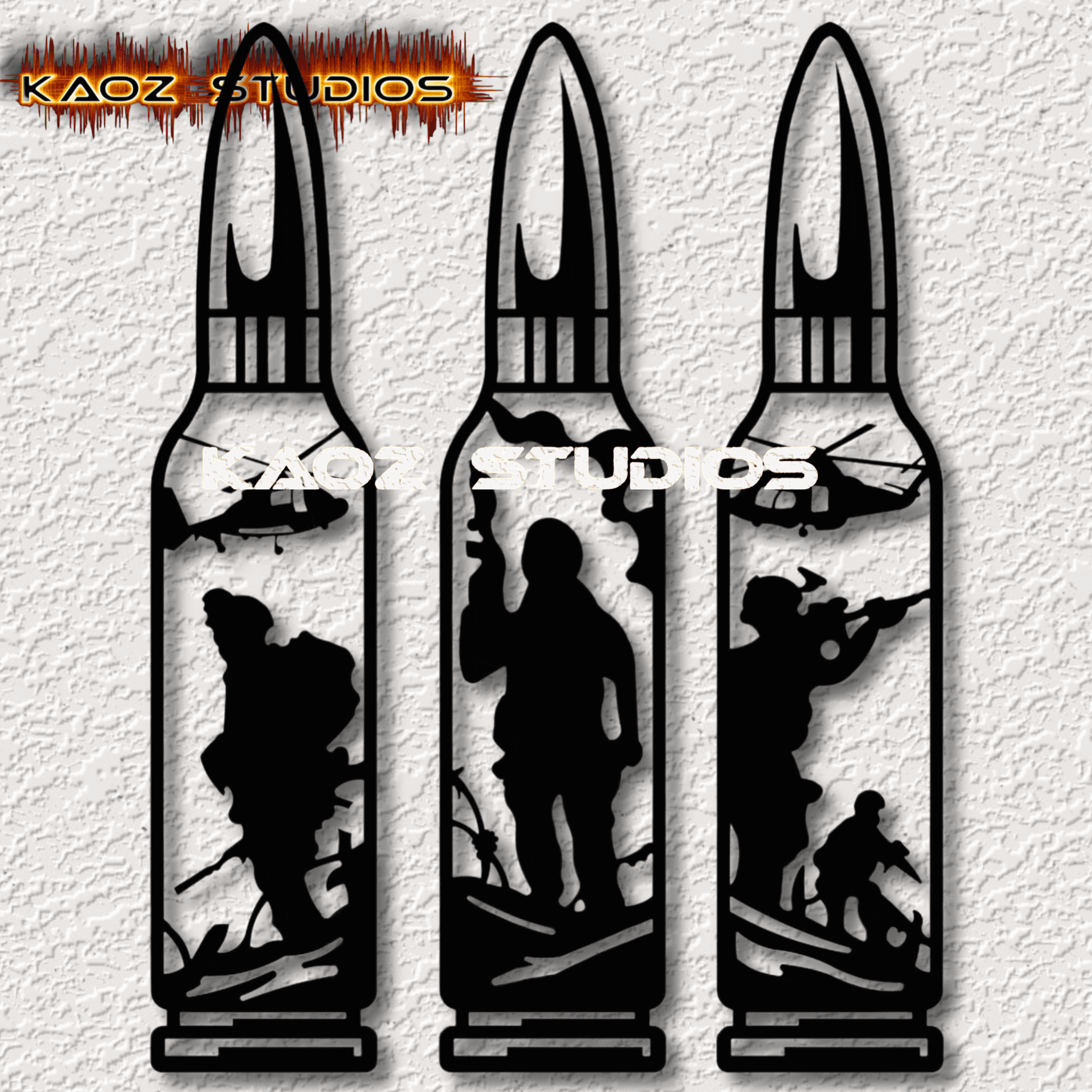 3 bullets military wall art marines wall decor us army airforce navy 3d model