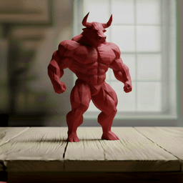 Buff Bull Low Poly - Geometric Bodybuilder Sculpture 3d model