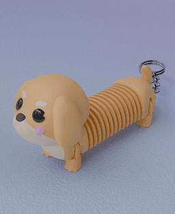 Kawaii Springy Flexi Dachshund Dog Toy Keychain(Multicolor) 3d model