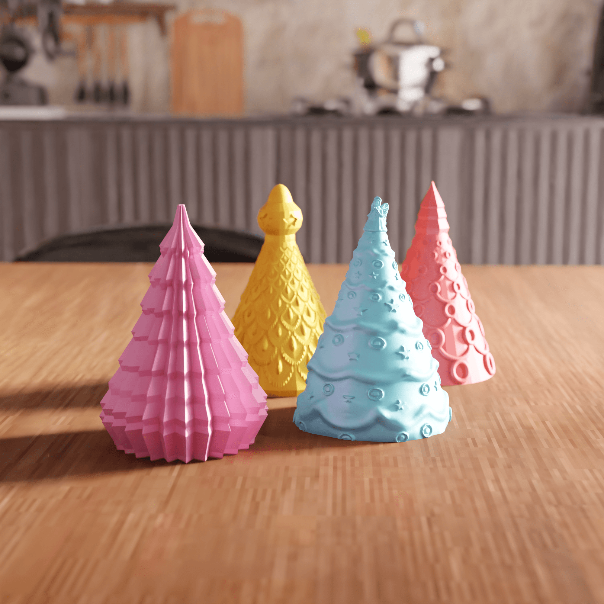 Minimalist Stylized Christmas Tree Set V1 3d model