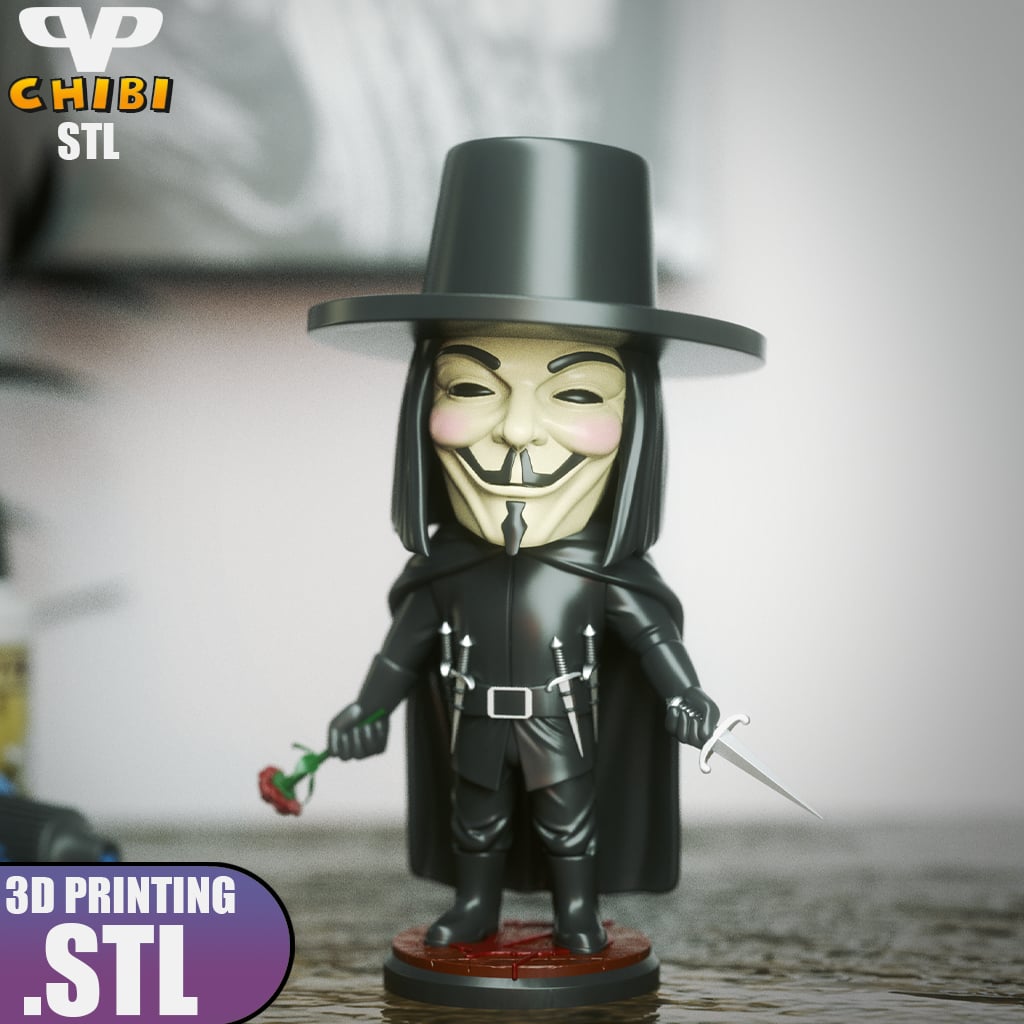 V for Vendetta Chibi STL for 3D Printing ChibiSTL 3DXM 3d model