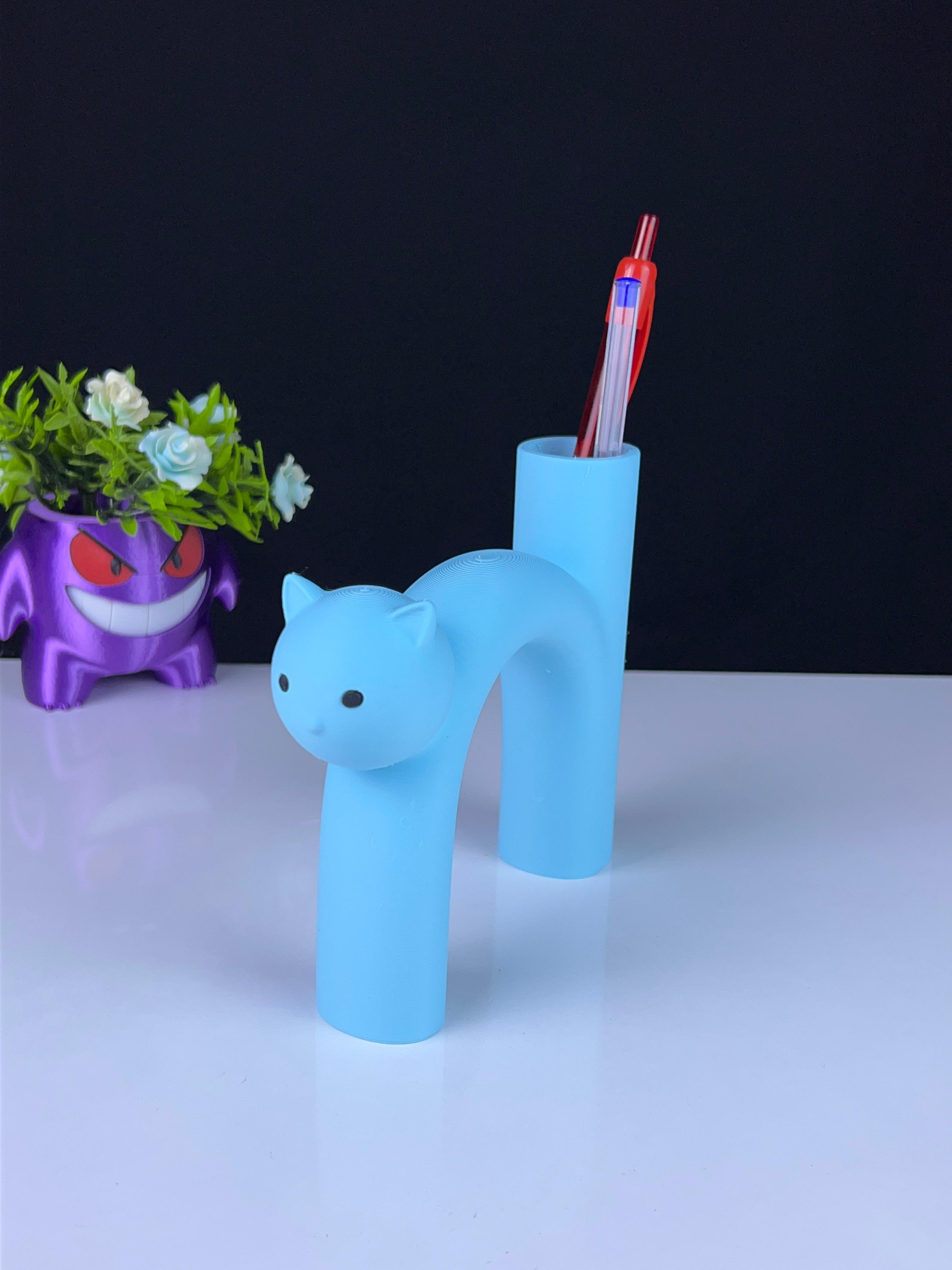 cute cat pen holder 3d model