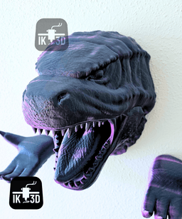 Godzilla Head Wall Mounted Holder for Controllers and Headset / No Supports 3d model