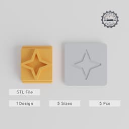 Four Point Star Stamp Tile Set, 5 Sizes 20-40mm, Perfect for Clay, Cookies & Fondant PRODUCT_1696 3d model