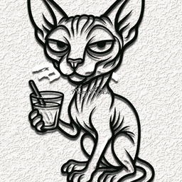 funny sphynx kitty cat WALL ART HOME DECOR 3d model