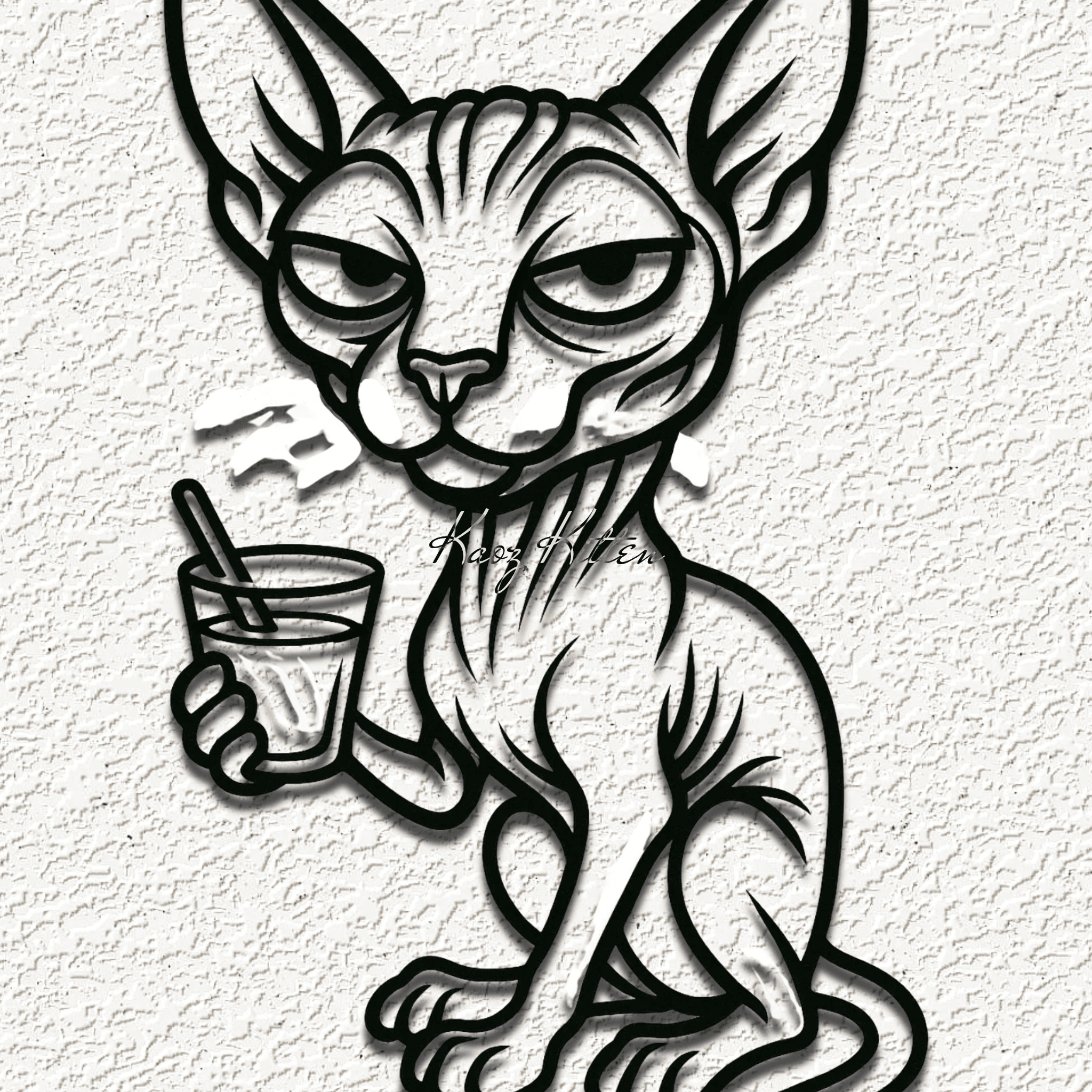 funny sphynx kitty cat WALL ART HOME DECOR 3d model