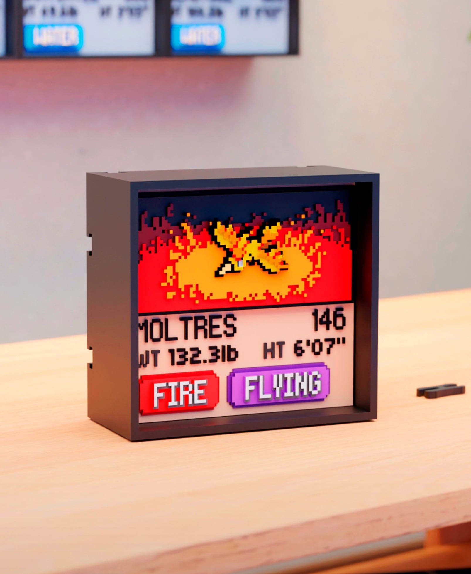 #146 Moltres - Pixel Voxel Art Frame (No support, 3MF included) 3d model