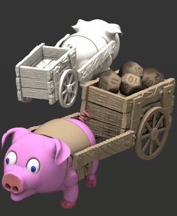 Pig & Cart Dice Guardian Jail (separated stls)