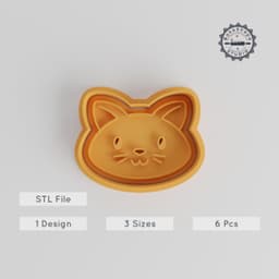 Cat Shape Cutter & Stamp Set, Cute Pet Feline, Cookie & Fondant Tools, Multiple Sizes, Perfect for Baking PRODUCT_5544 3d model
