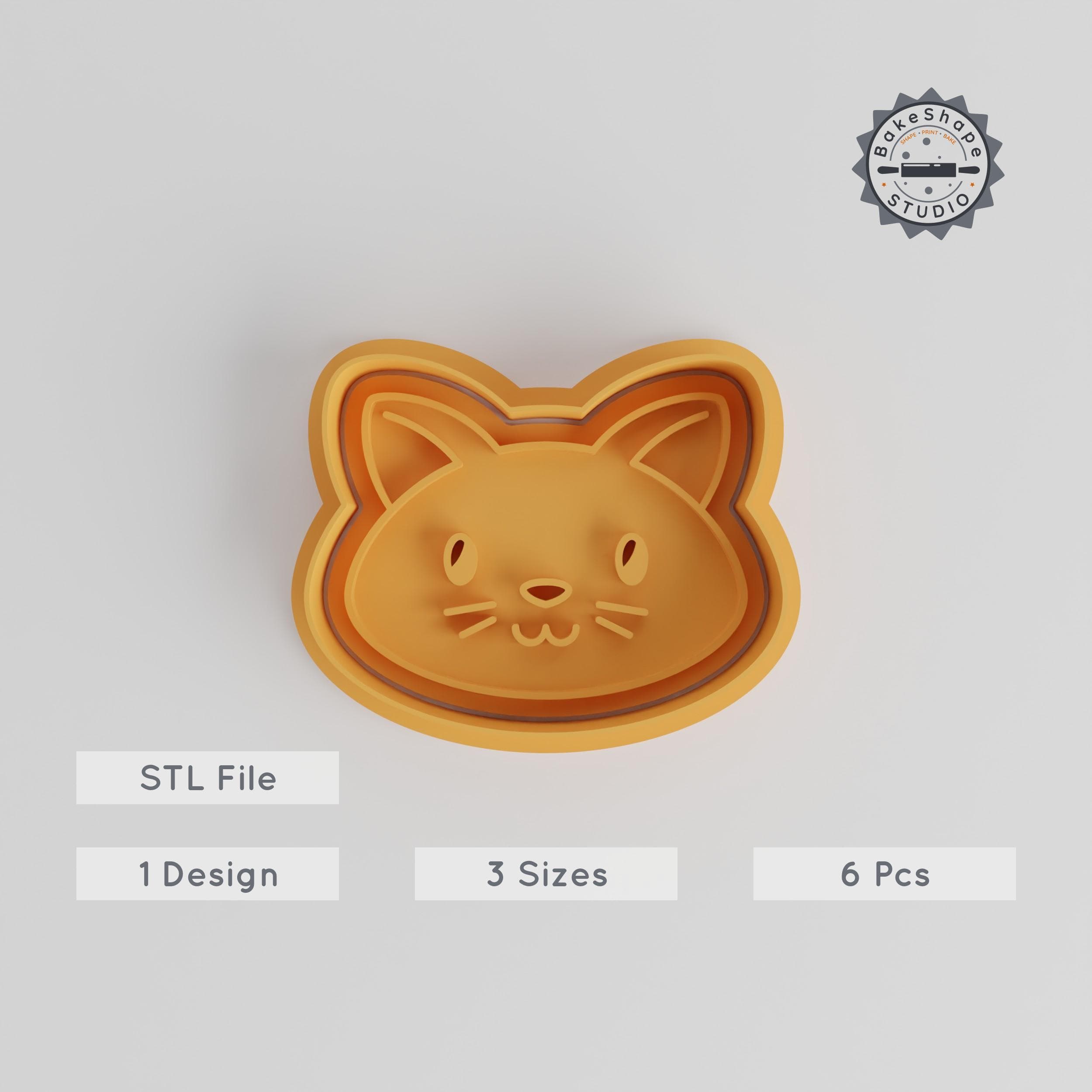 Cat Shape Cutter & Stamp Set, Cute Pet Feline, Cookie & Fondant Tools, Multiple Sizes, Perfect for Baking PRODUCT_5544 3d model
