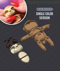 Sunny the Flexi Sloth - Magnetic Hand-Holding Companion 3d model