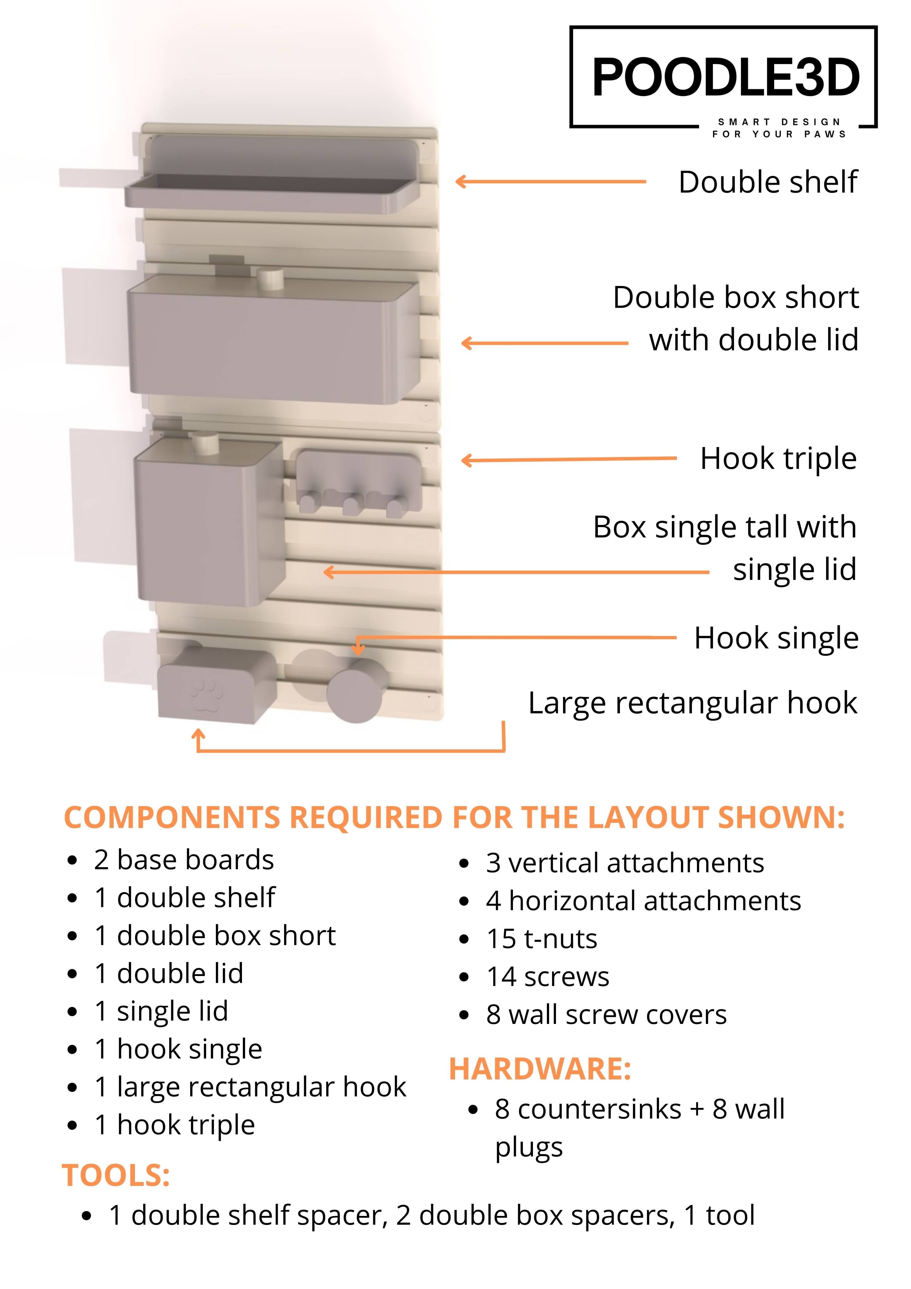 PAWZONE: MODULAR WALL ORGANIZER 3d model