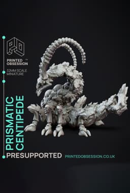 Prismatic Centipede - Elemental Familars - PRESUPPORTED - Illustrated and Stats - 32mm scale 3d model
