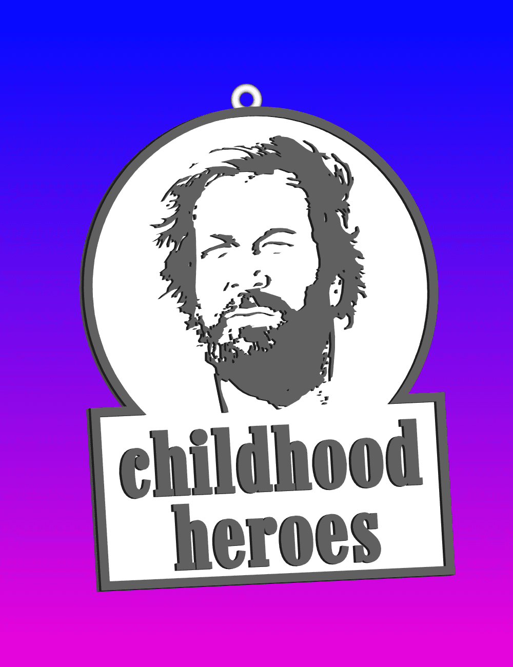 Bud Spencer keychain, earring, dogtag, childhood heros 3d model