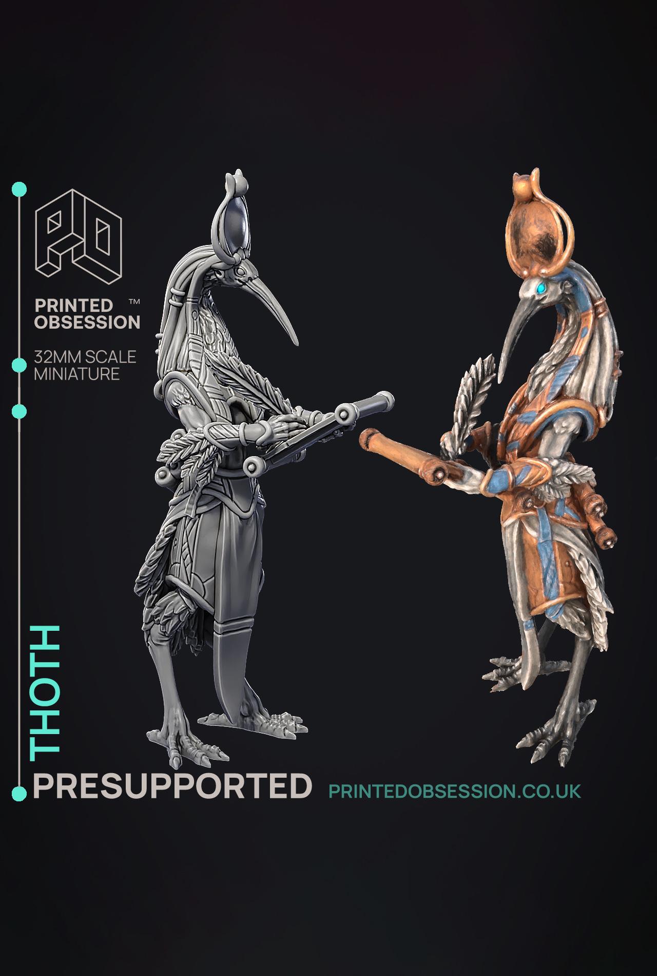 Thoth - God of Knowledge - Court of Anubis -  PRESUPPORTED - Illustrated and Stats - 32mm scale 3d model