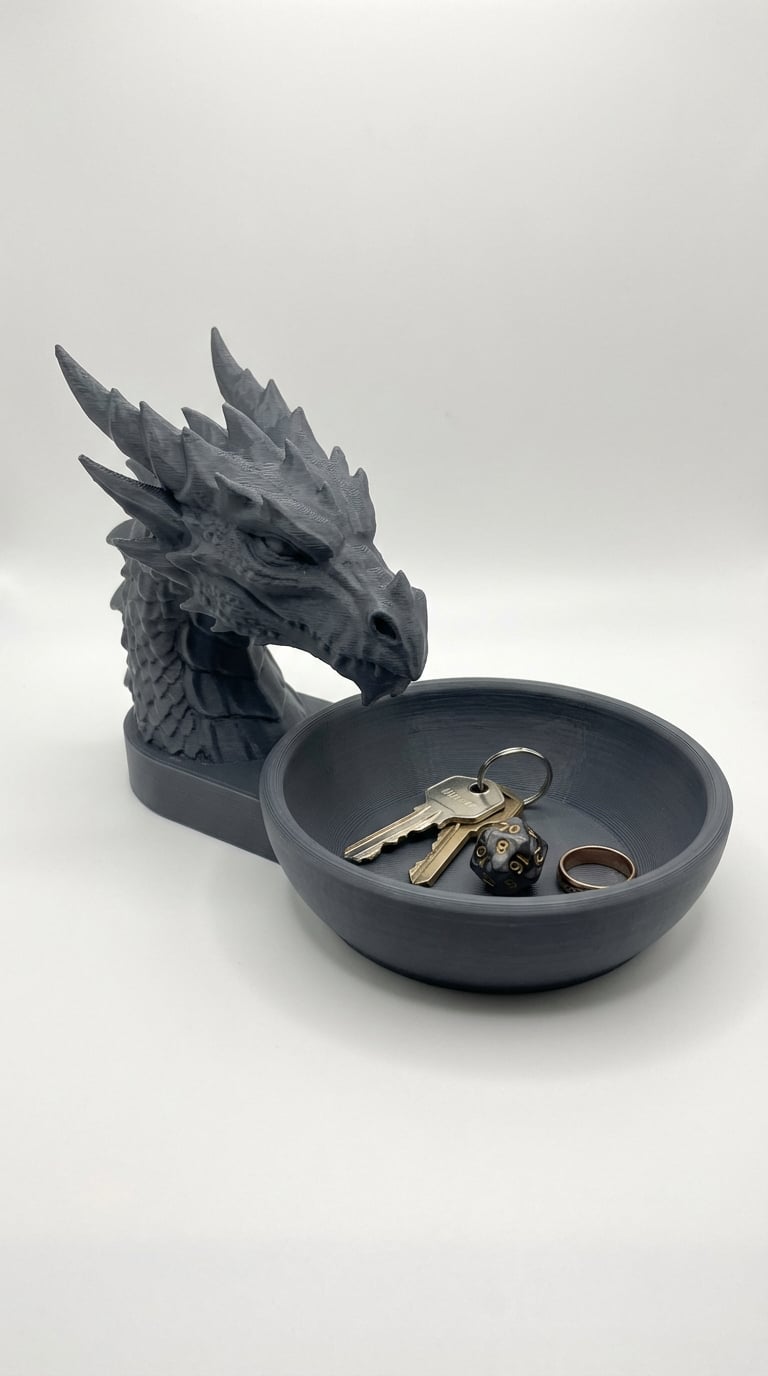 Epic Dragon Head Dice Tray and Valet Tray - Fantasy RPG Tabletop Gaming Accessory - Support-Free 3D 3d model