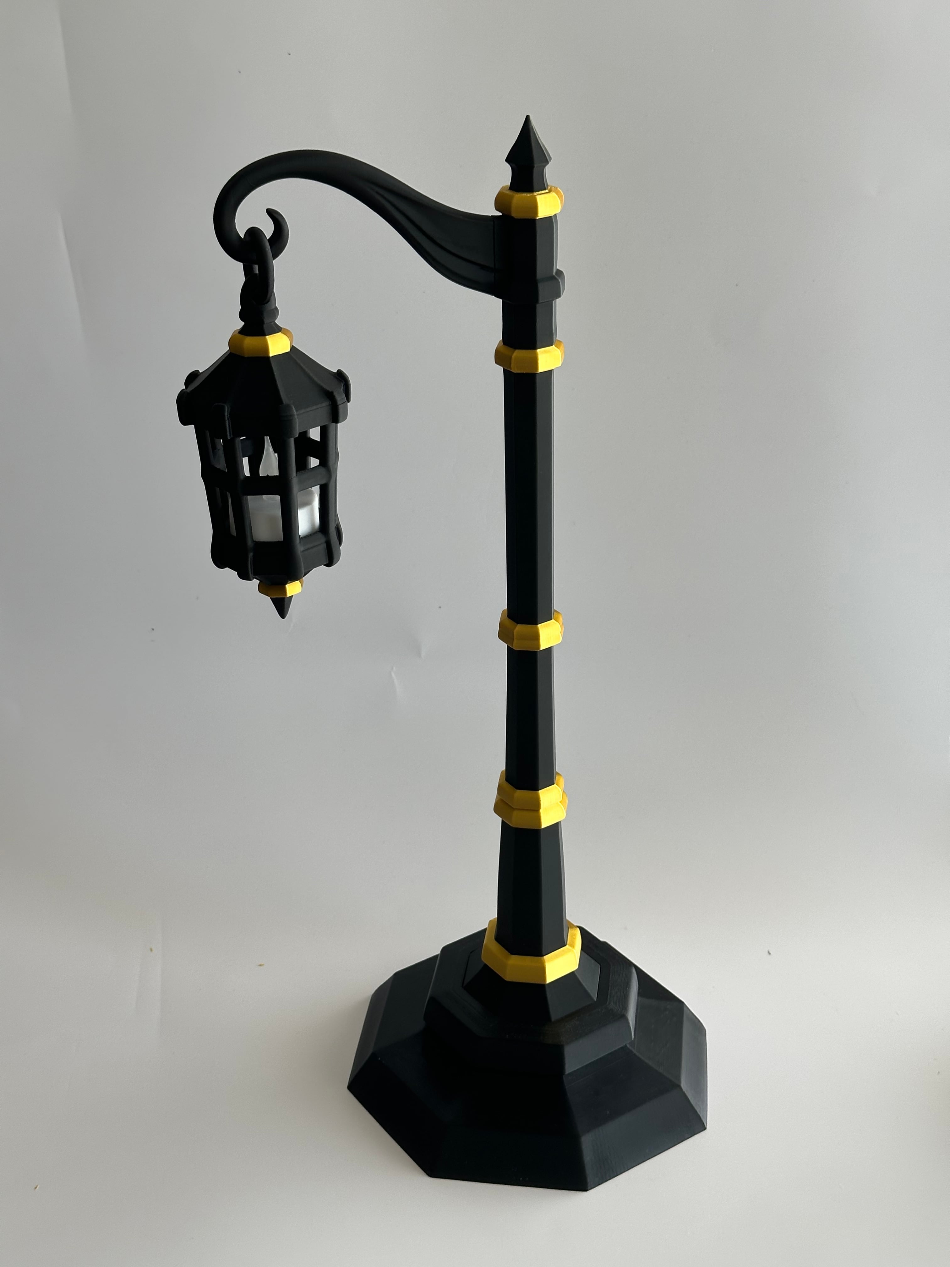 Vintage Lamp Post for LED Tea Light – Printable Street Lantern Decor 3d model