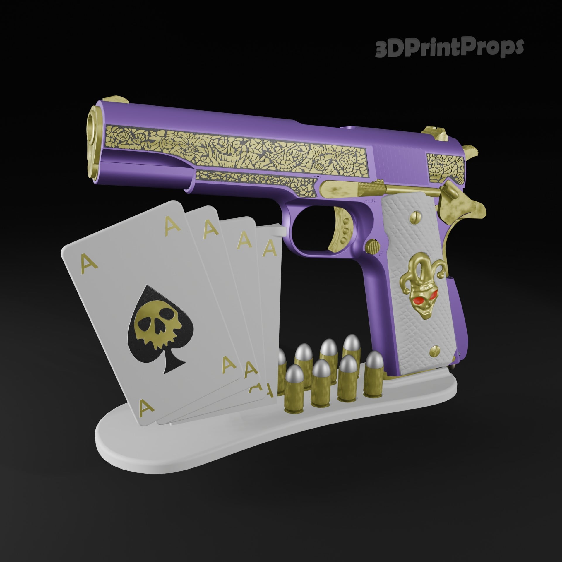 Joker colt Cosplay Gun Prop 3d model