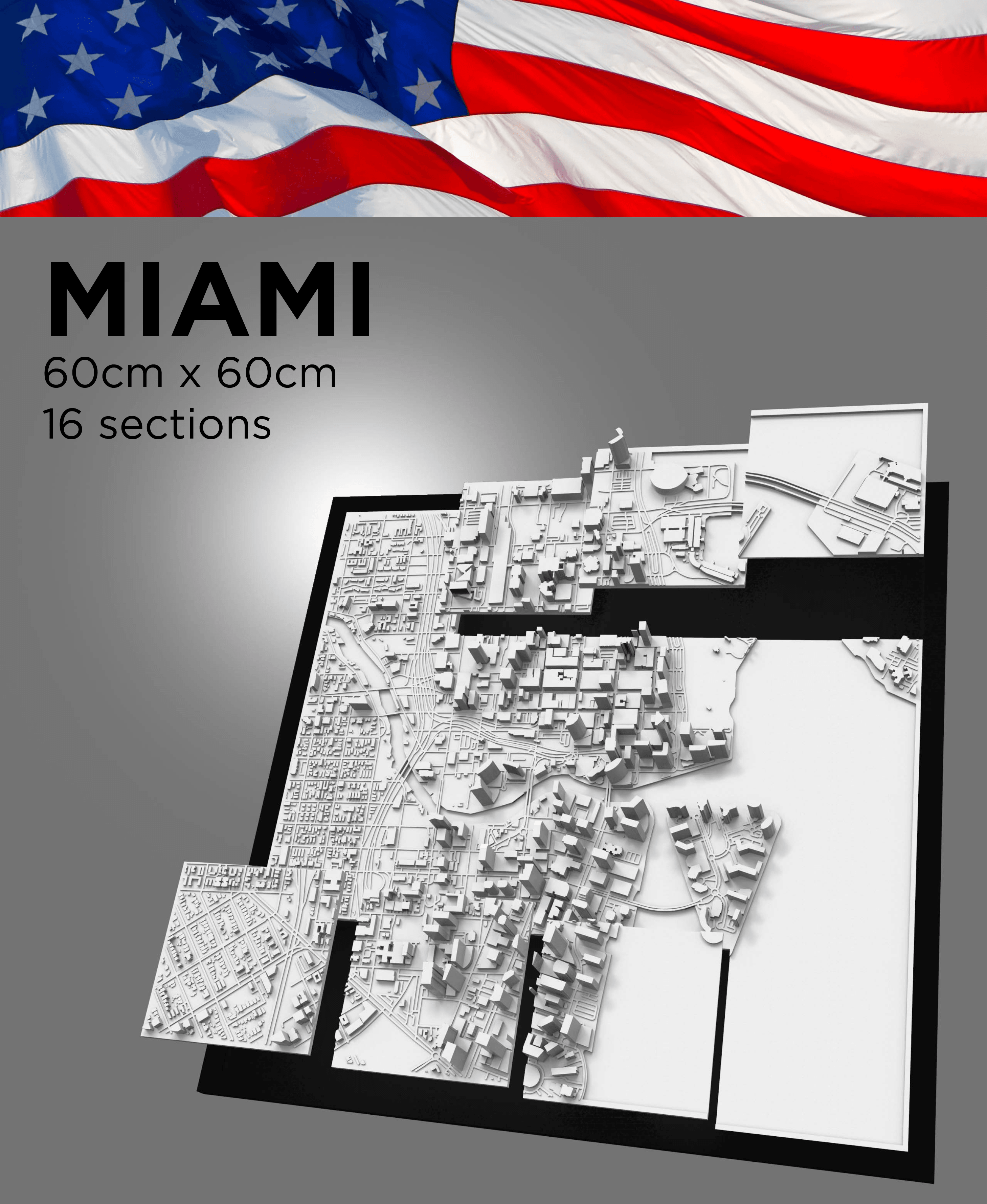 MIAMI, Skyline 3d map 3d model
