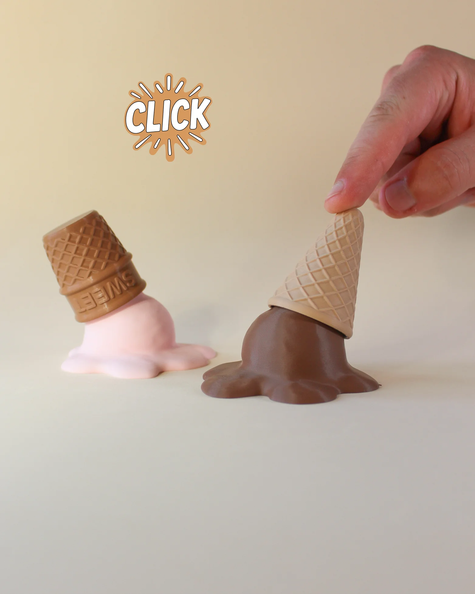 Melting Ice Cream Clicker Keychain 3d model