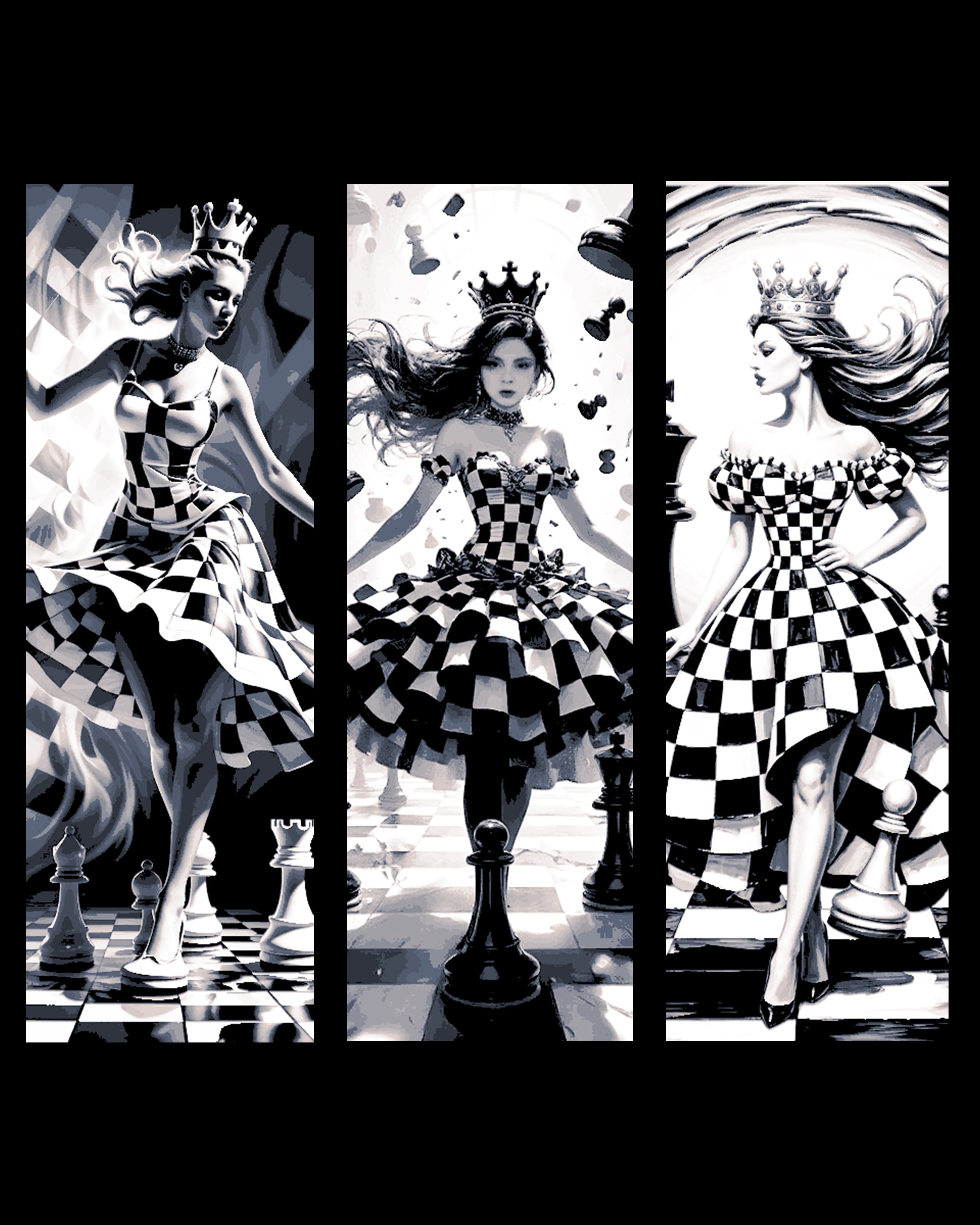 Artistic Designs with a Chess Board - Set of Bookmarks 3d model