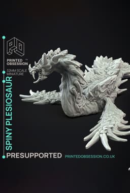 Spiny Plesiosaur - Hunting Party - PRESUPPORTED - Illustrated and Stats - 32mm scale 3d model