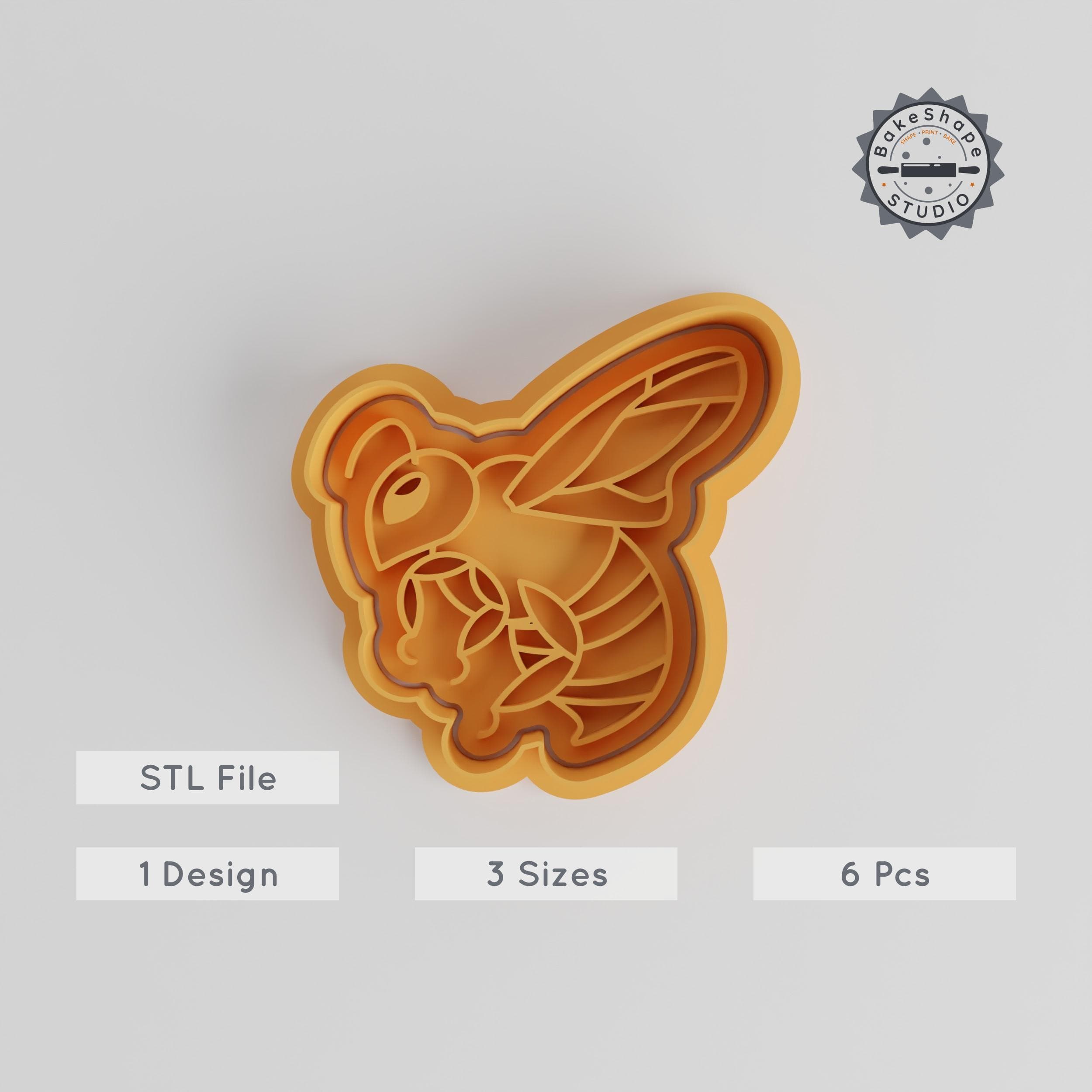 Bee Shape Cutter & Stamp Set, Insect Charm, Perfect for Cookies & Fondant, 3 Sizes, Cute Animal Theme PRODUCT_5538 3d model