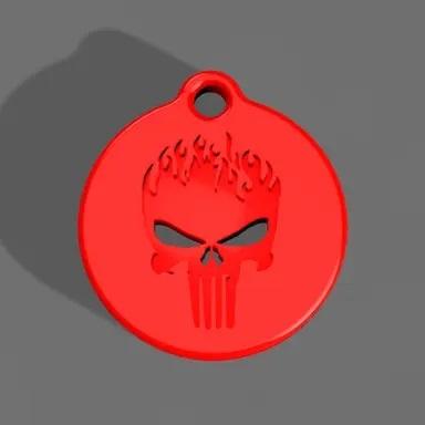 Flaming Punisher Keychain 3d model