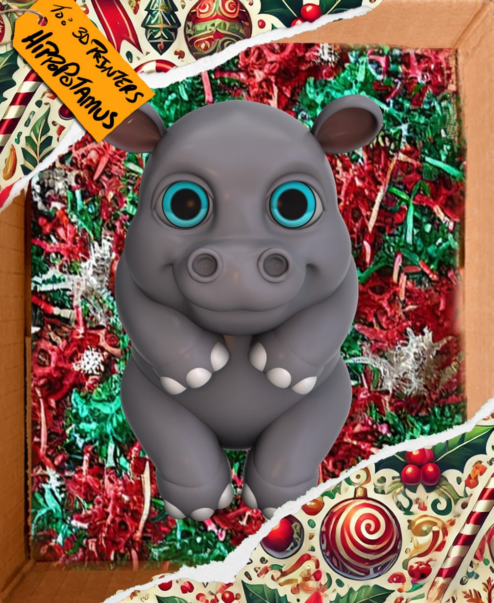 Christmas Hippopotamus Ornament 3d model