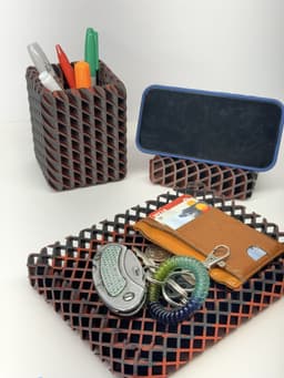 R7 Lattice Desk Set – 3D Printable EDC Tray, Pen Cup & Phone Stand STL | R7Makers 3d model