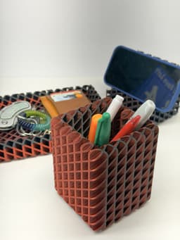 R7 Lattice Desk Set – 3D Printable EDC Tray, Pen Cup & Phone Stand STL | R7Makers 3d model