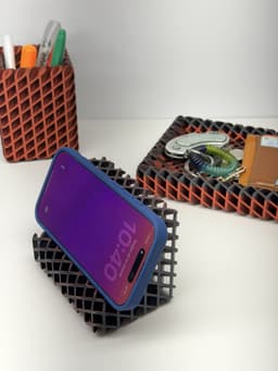R7 Lattice Desk Set – 3D Printable EDC Tray, Pen Cup & Phone Stand STL | R7Makers 3d model