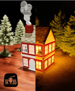 Light Up House For Tealights and Fairy Lights Multiparts 3d model