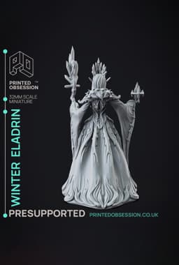 Winter Eladrin - Faywild Vs Shadowfell 2 - PRESUPPORTED - Illustrated and Stats - 32mm scale 3d model