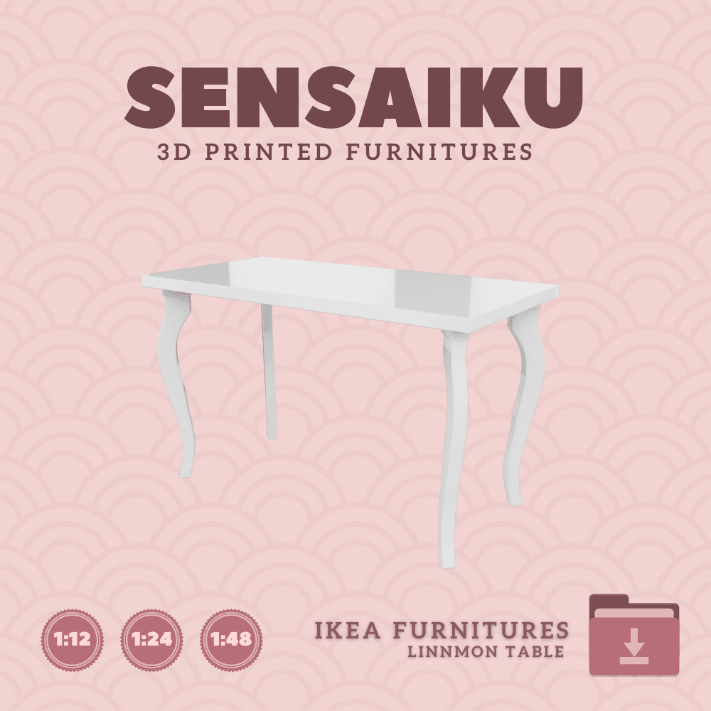 Miniature Replica 01. Linnmon Table for Miniature Dollhouse IKEA 3D Print (1:12,24,48) 3d model