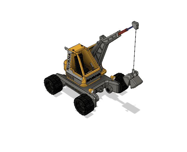 Yellow Pickup Crane with Movements 3d model