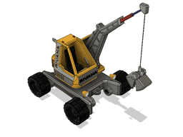 Yellow Pickup Crane with Movements 3d model