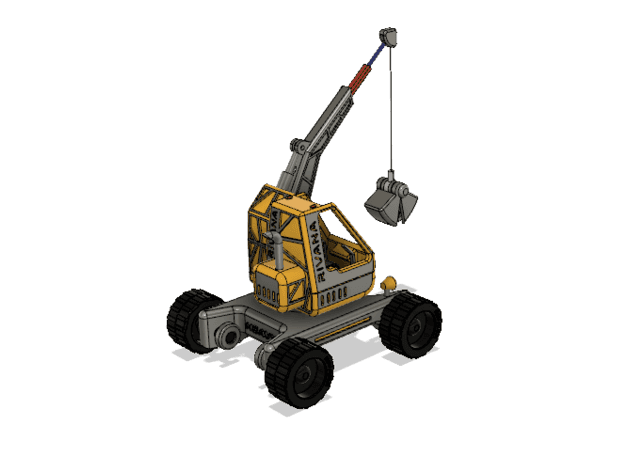 Yellow Pickup Crane with Movements 3d model