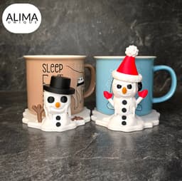 Cup holder - melting snowman buddies 3d model
