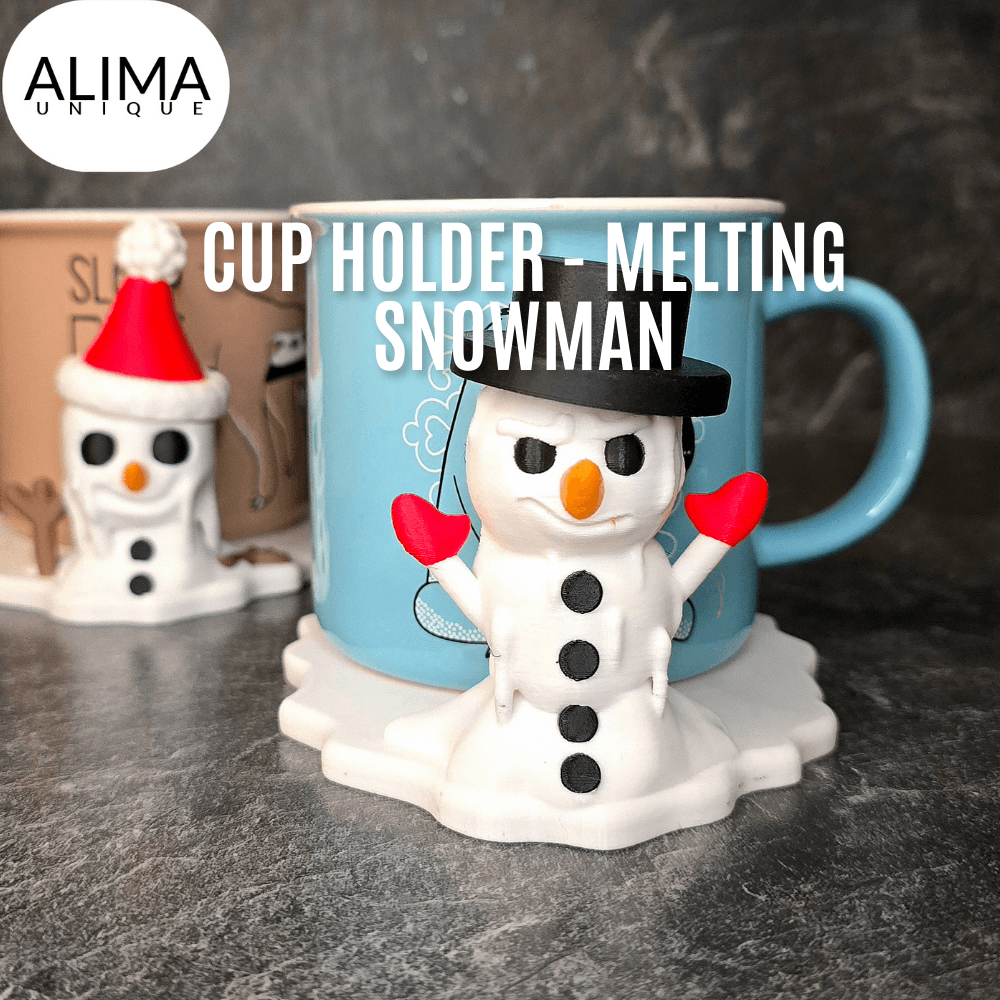 Cup holder - melting snowman buddies 3d model