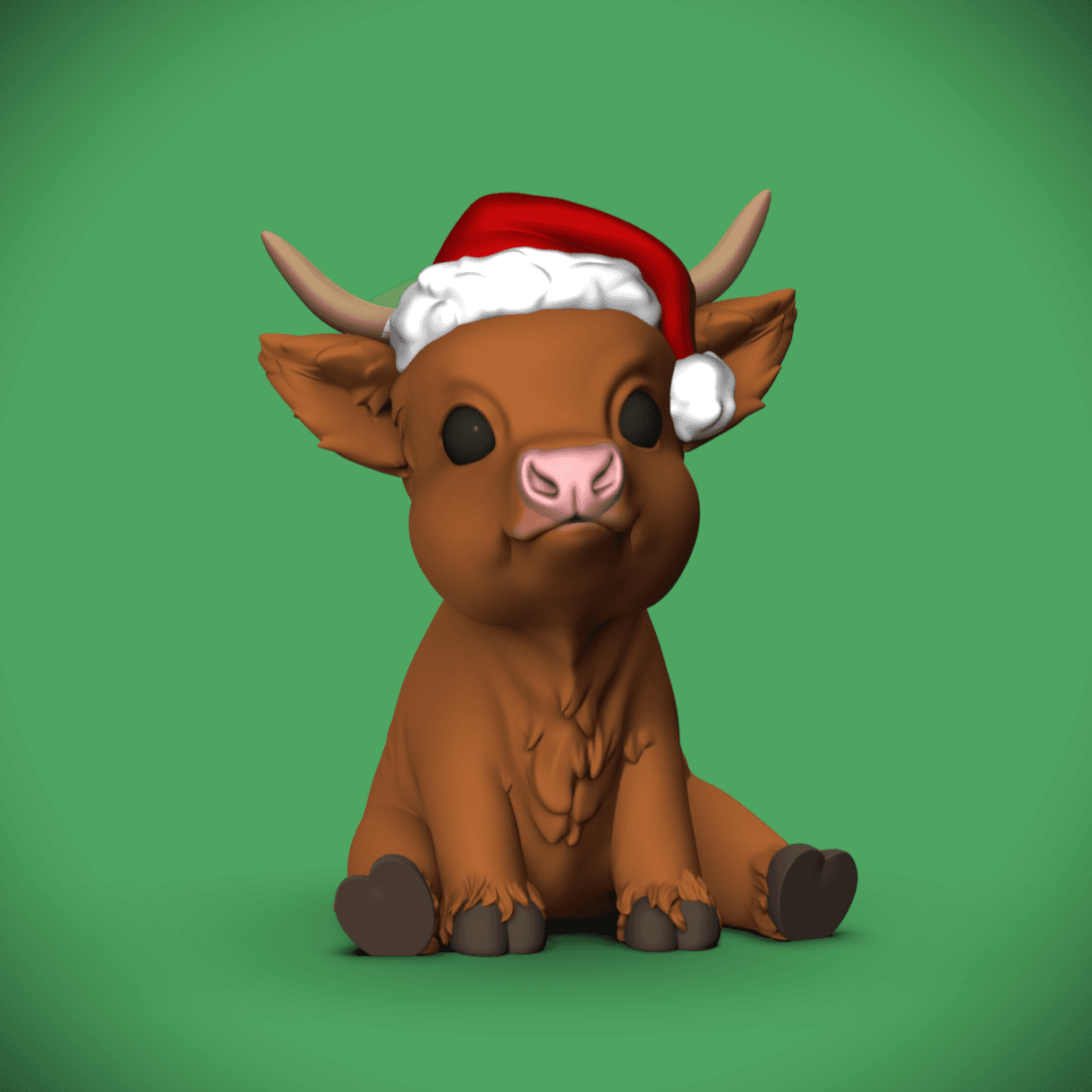 Baby Cow -Santa Hat (+MMU Split 3mf) 3d model