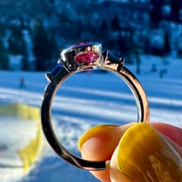 Bezel-Set Round Center Ring with Tapered Baguette Side Stones 3d model