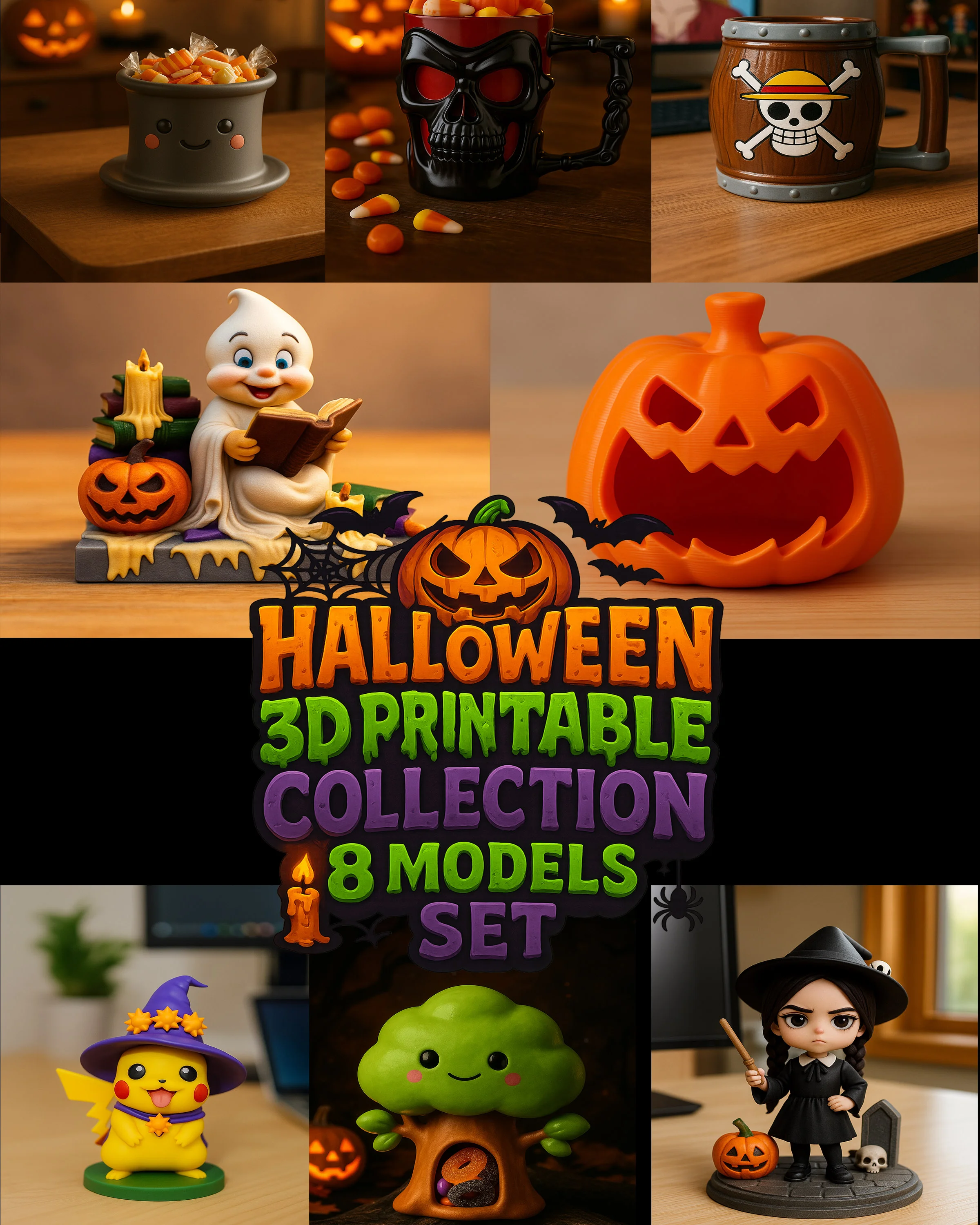 Halloween 3D Printable Collection β 8 Models Set 3d model