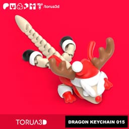 Articulated Christmas Dragon Keychain 015 - Print in place - No supports - 3mf - STL 3d model