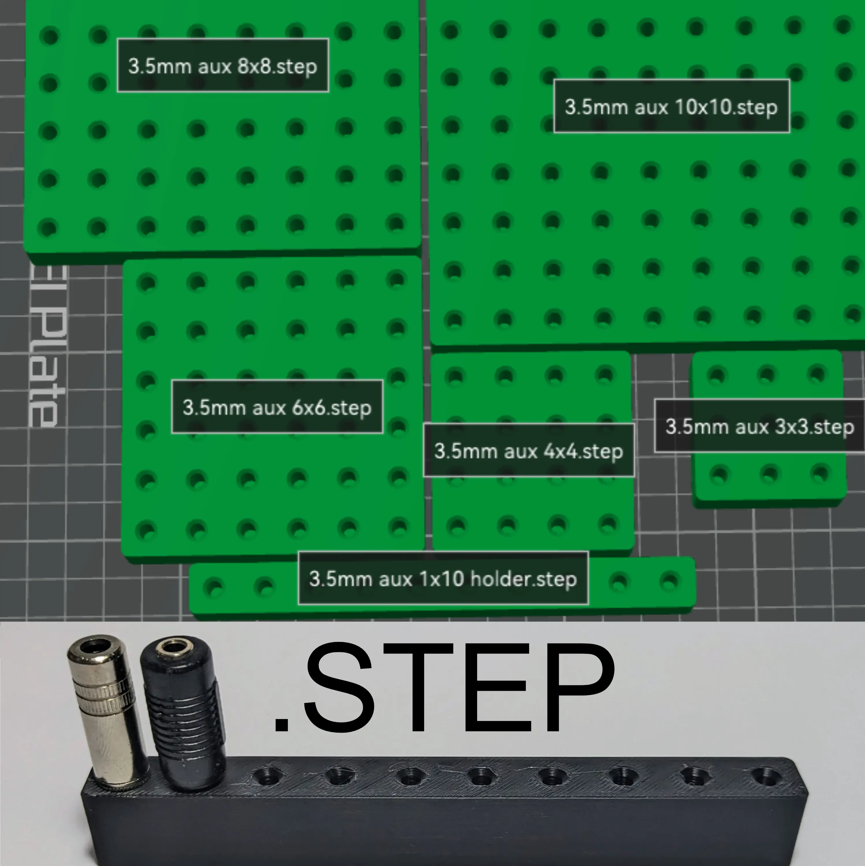 3.5mm headphone jack holder collection 3d model