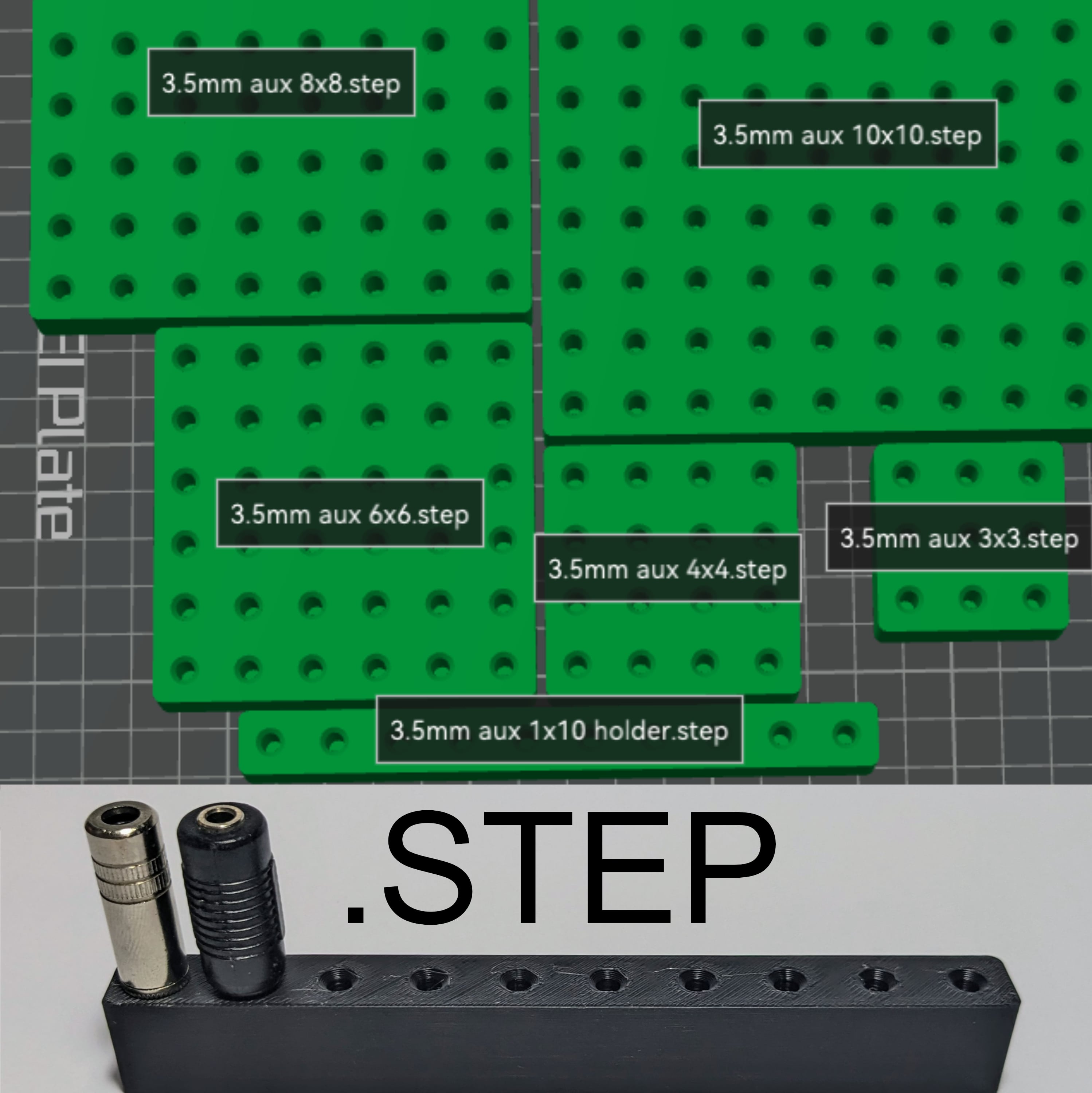 3.5mm headphone jack holder collection 3d model