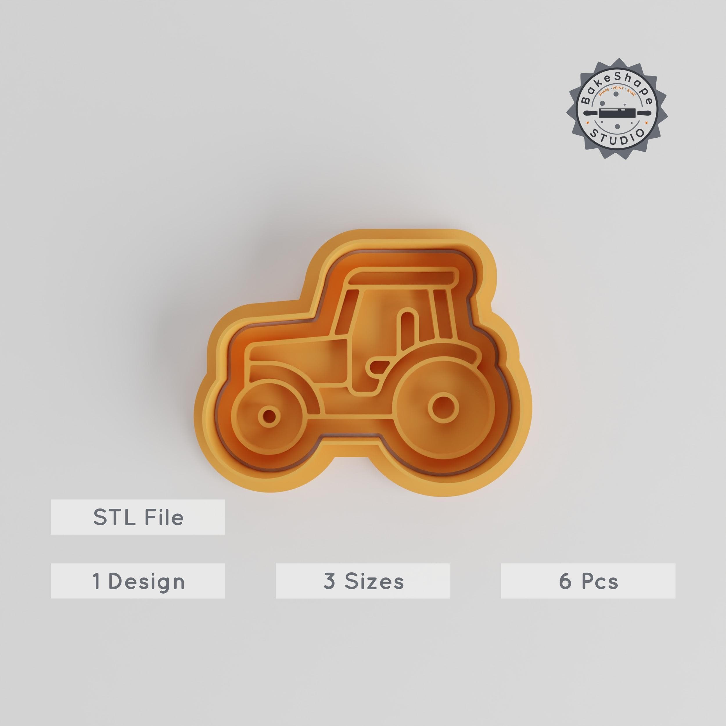 Tractor Cookie Cutter & Stamp Set, Farm Vehicle Shape, Agriculture Theme, Perfect for Cookies & Fondant, S/M/L Sizes, 6 Pieces PRODUCT_3281 3d model