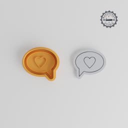 Romantic Chat Cookie Cutter & Stamp, Heart & Love Message, 6-Piece Set, S/M/L, Perfect for Fondant PRODUCT_228 3d model