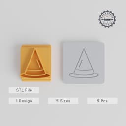 Witches Hat Stamp Tile Set, 5 Sizes, Perfect for Clay, Cookies, Fondant, Halloween Party & Spooky Decor PRODUCT_4230 3d model