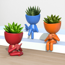 Add personality to your plant collection with the 3D Human Planter Set – a charming trio of characte 3d model